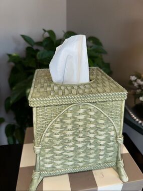 Sage Green Woven Tissue Box Cover - Home Accents Decor